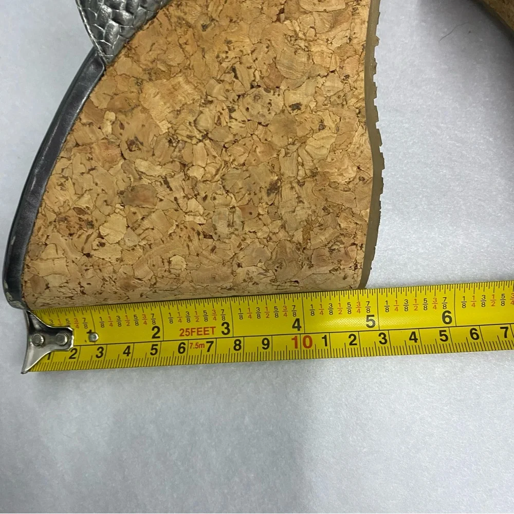 Jimmy Choo Silver Cork Wedge Heels 37.5 - Picture 9 of 10